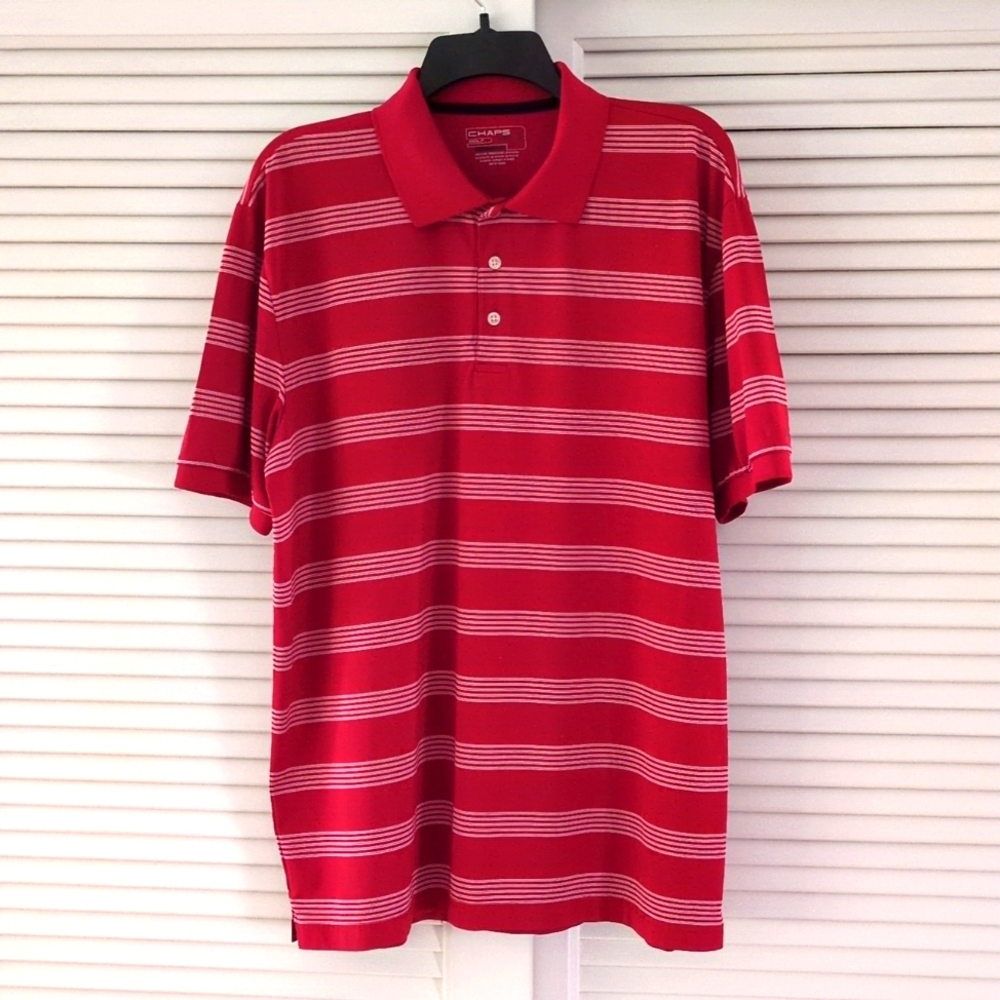 Chaps Golf 78 Stay Dry Short Sleeve Polo Shirt. Size Large. Red/White